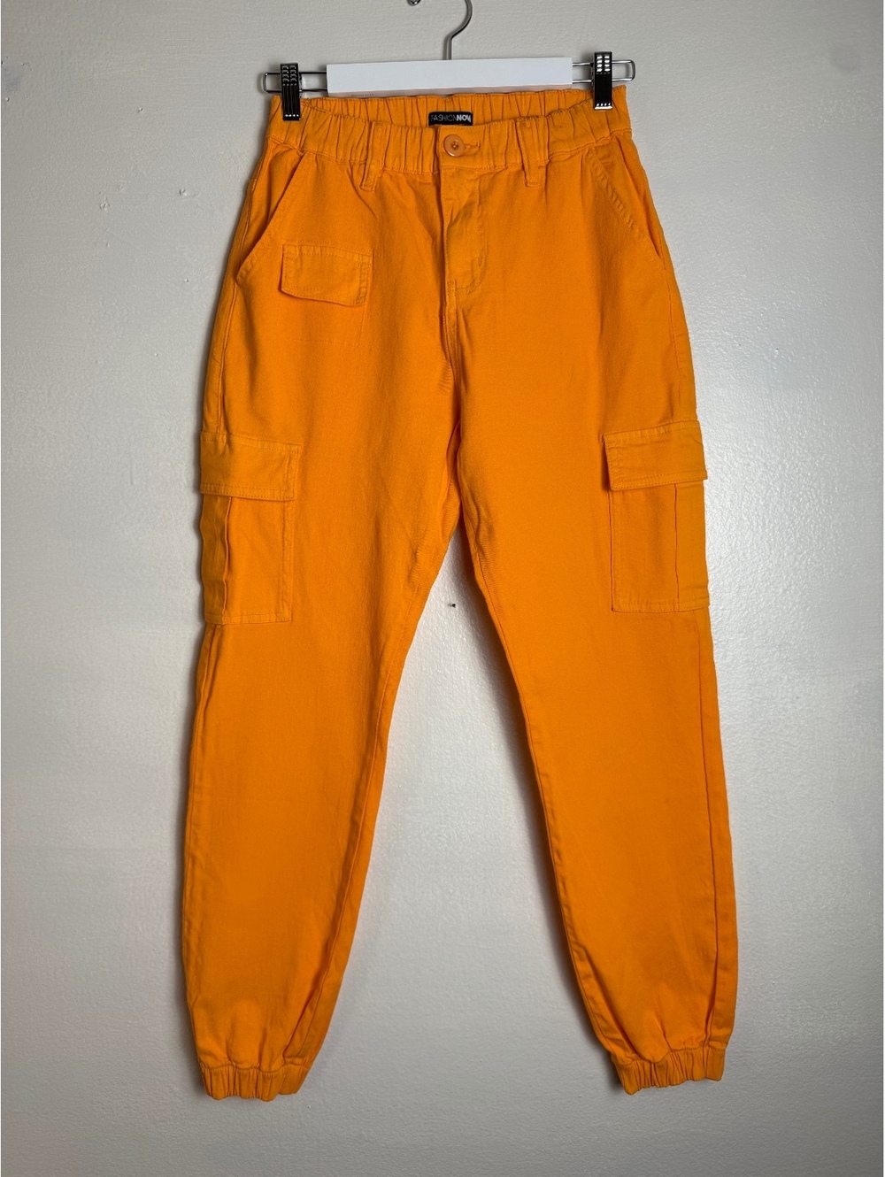 Fashion Nova Orange Cargo Jogger Pants with Elastic Waistband